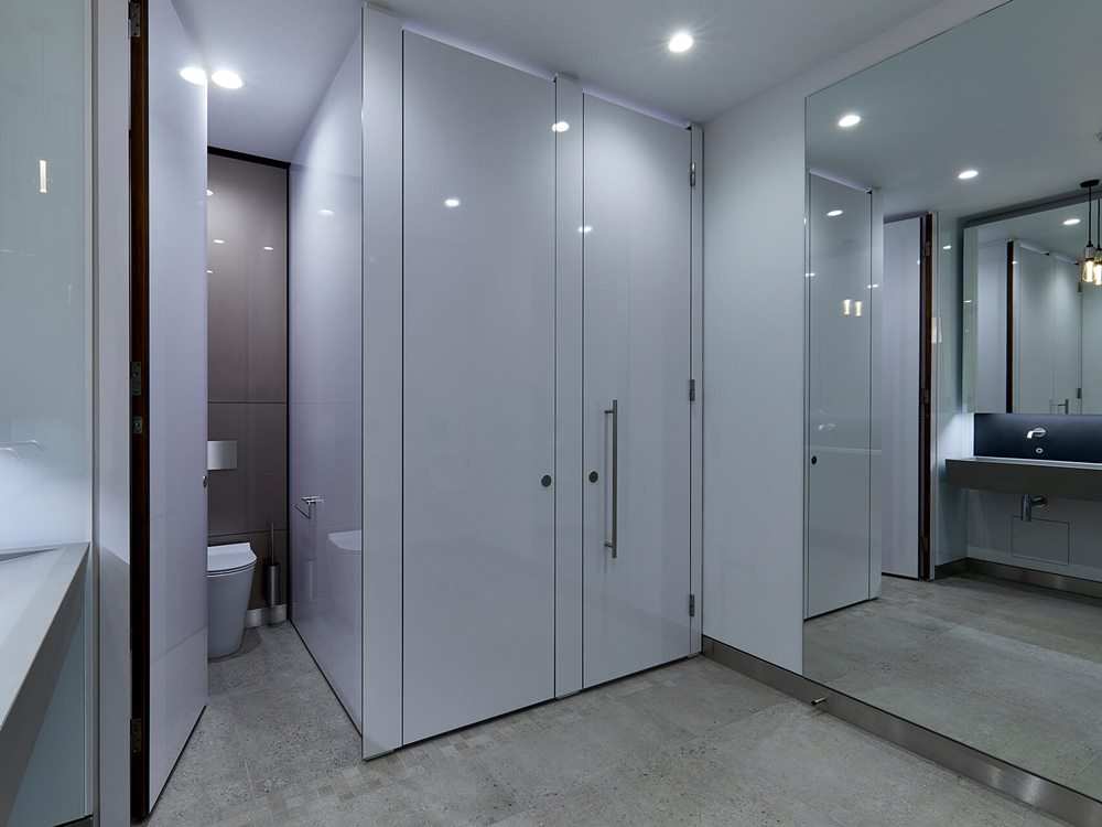 Partisi Toilet Kaca Cubicle Tempered